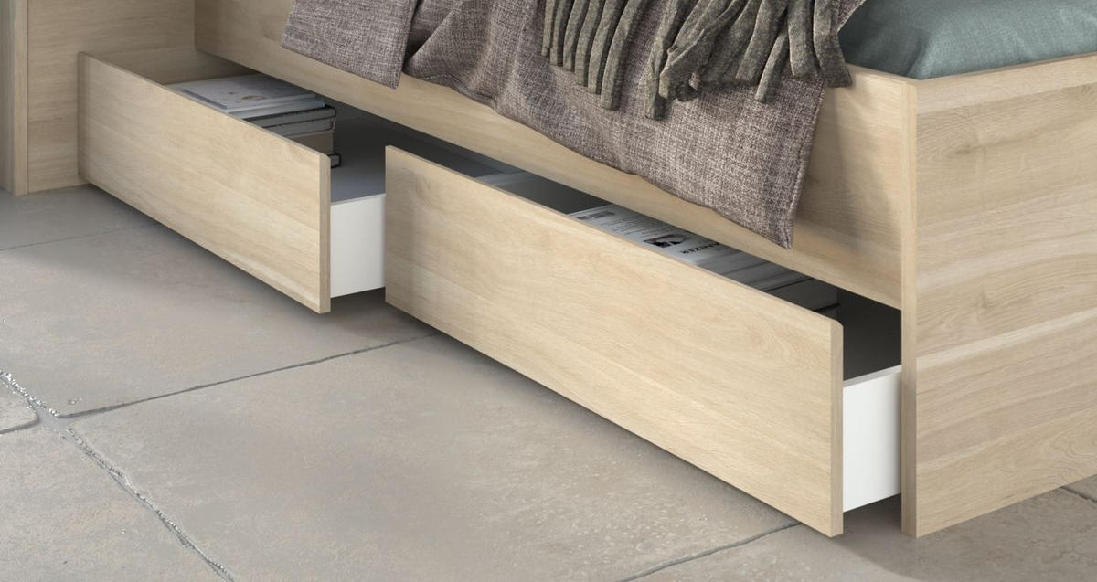 STAURAUMBETT Parisot Escale 140x200 Holznachbildung Japanische Eiche - Eichefarben, Kunststoff (140/200cm) - 58aufmkessel
