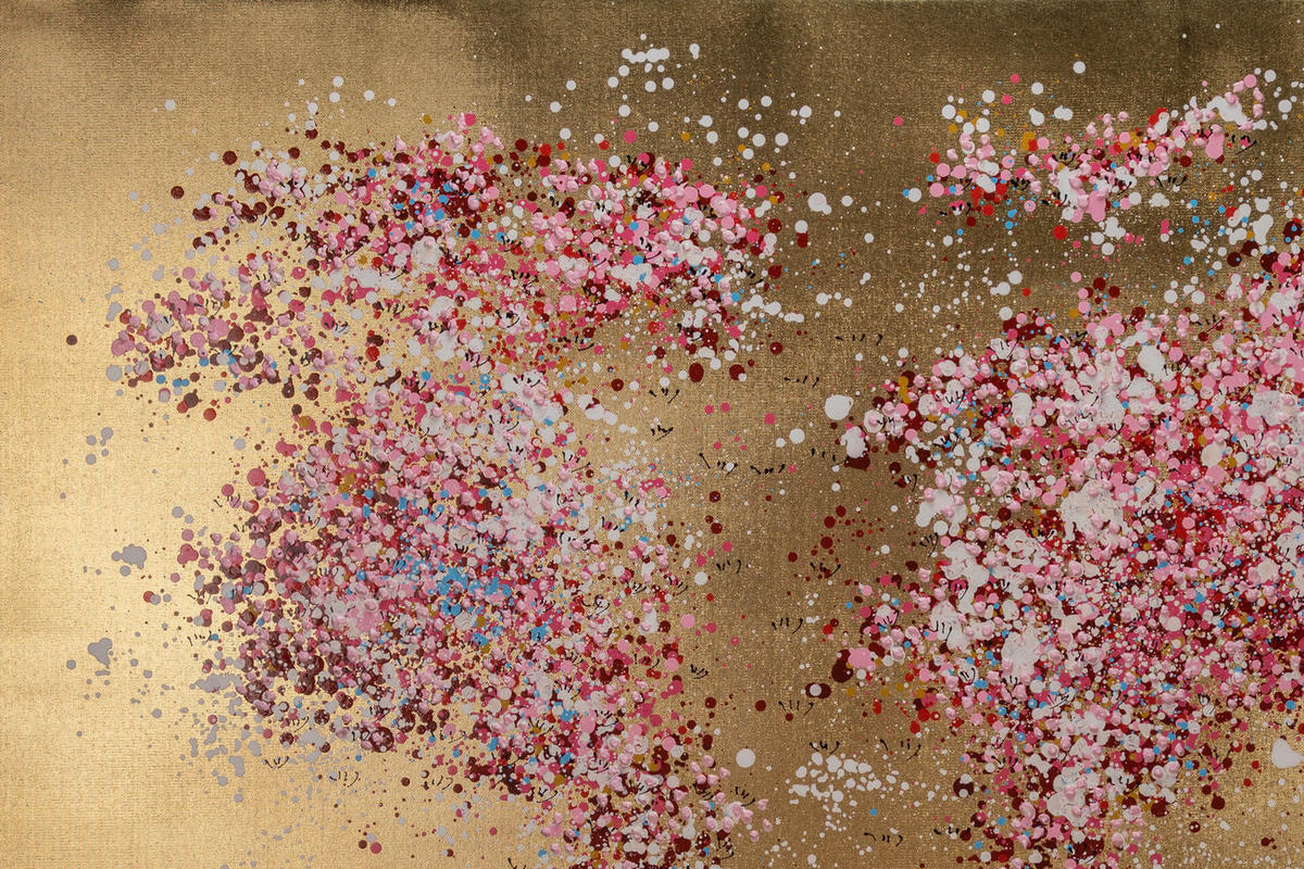 ÖLGEMÄLDE 120/80 cm - Pink/Goldfarben, Holz/Textil (120/80cm) - KUNSTLOFT