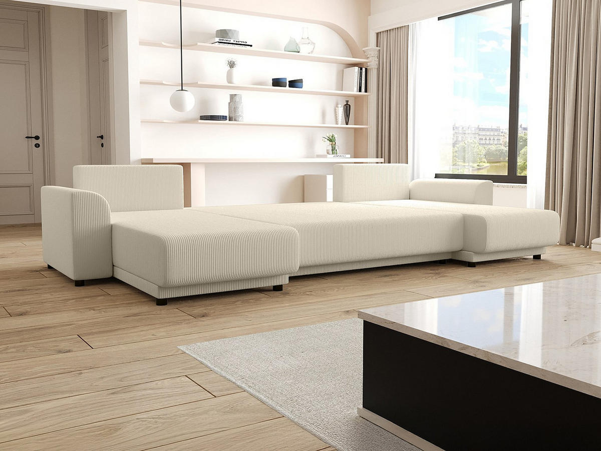 SCHLAFSOFA - 5 Personen - Samt, Stoff - Beige - - Beige, Textil (311/80/149cm) - Vente-Unique