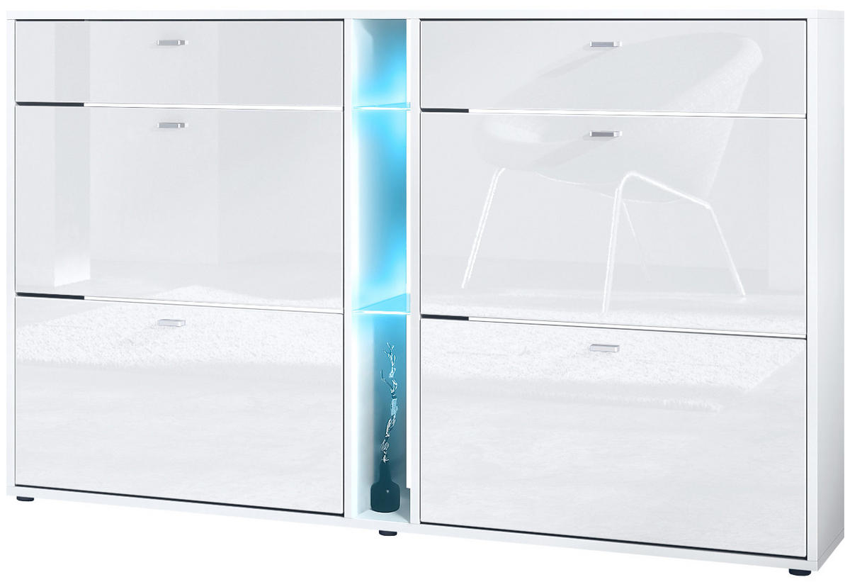 SCHUHSCHRANK Today Fronten in Weiß Hochglanz - Weiß Hochglanz, Holzwerkstoff (155.5/95/28cm) - Vladon