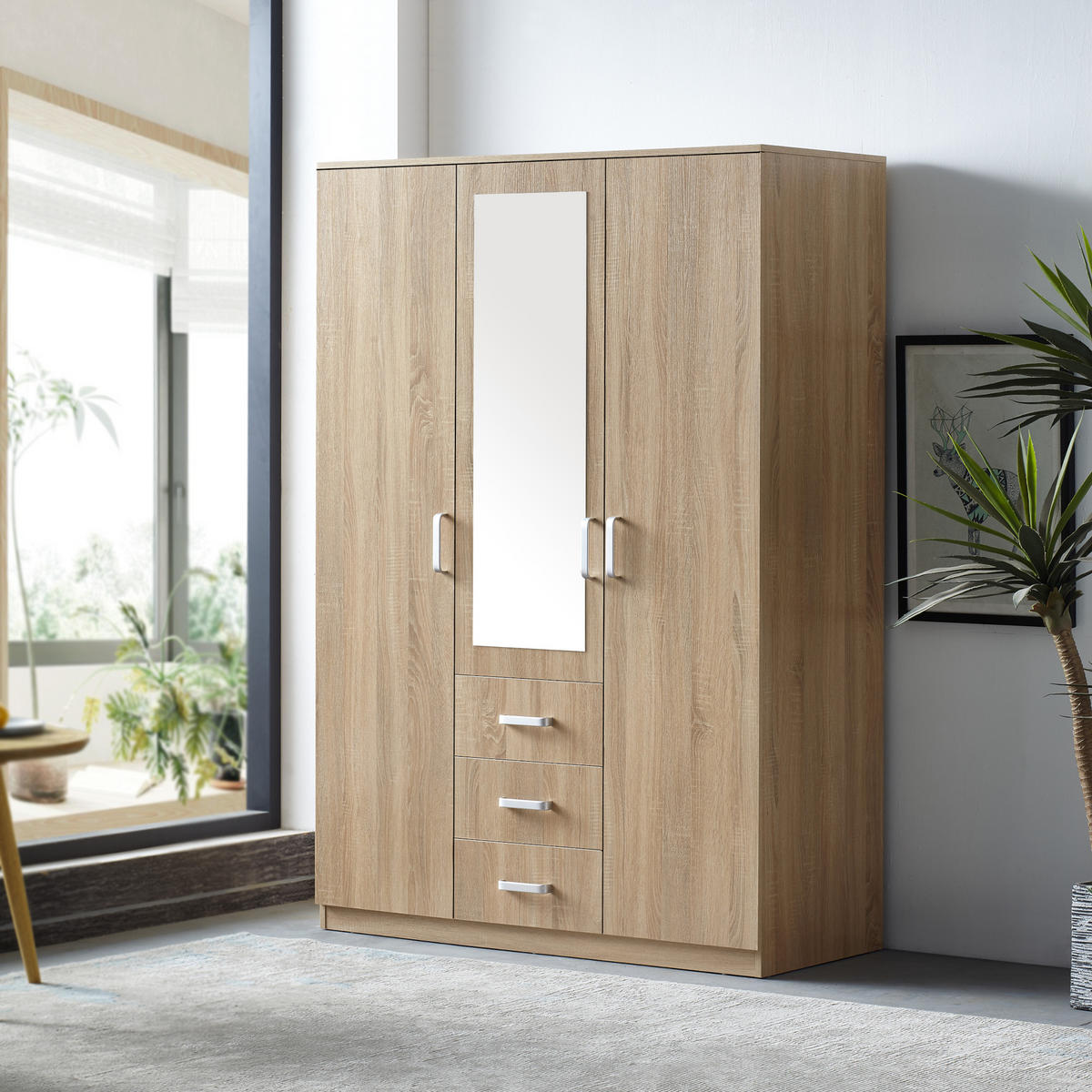 KLEIDERSCHRANK Bodolz - Sonoma Eiche, Holzwerkstoff (120/176/52cm) - [en.casa]