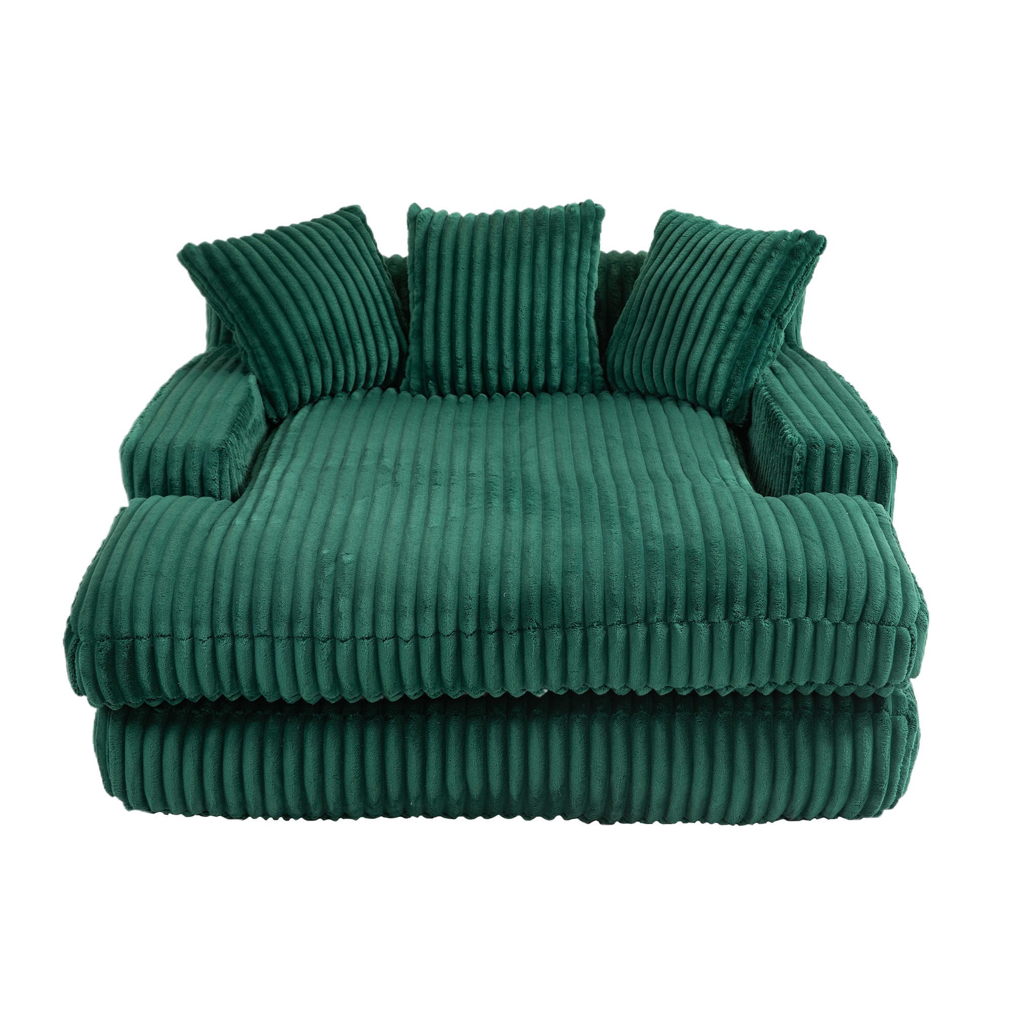 SCHLAFSOFA Relaxliege mit 3 Zierkissen,Lounge Sofa,Polstersofa,Cord,Grün - Grün, Textil (125/63/155cm) - LVHOM