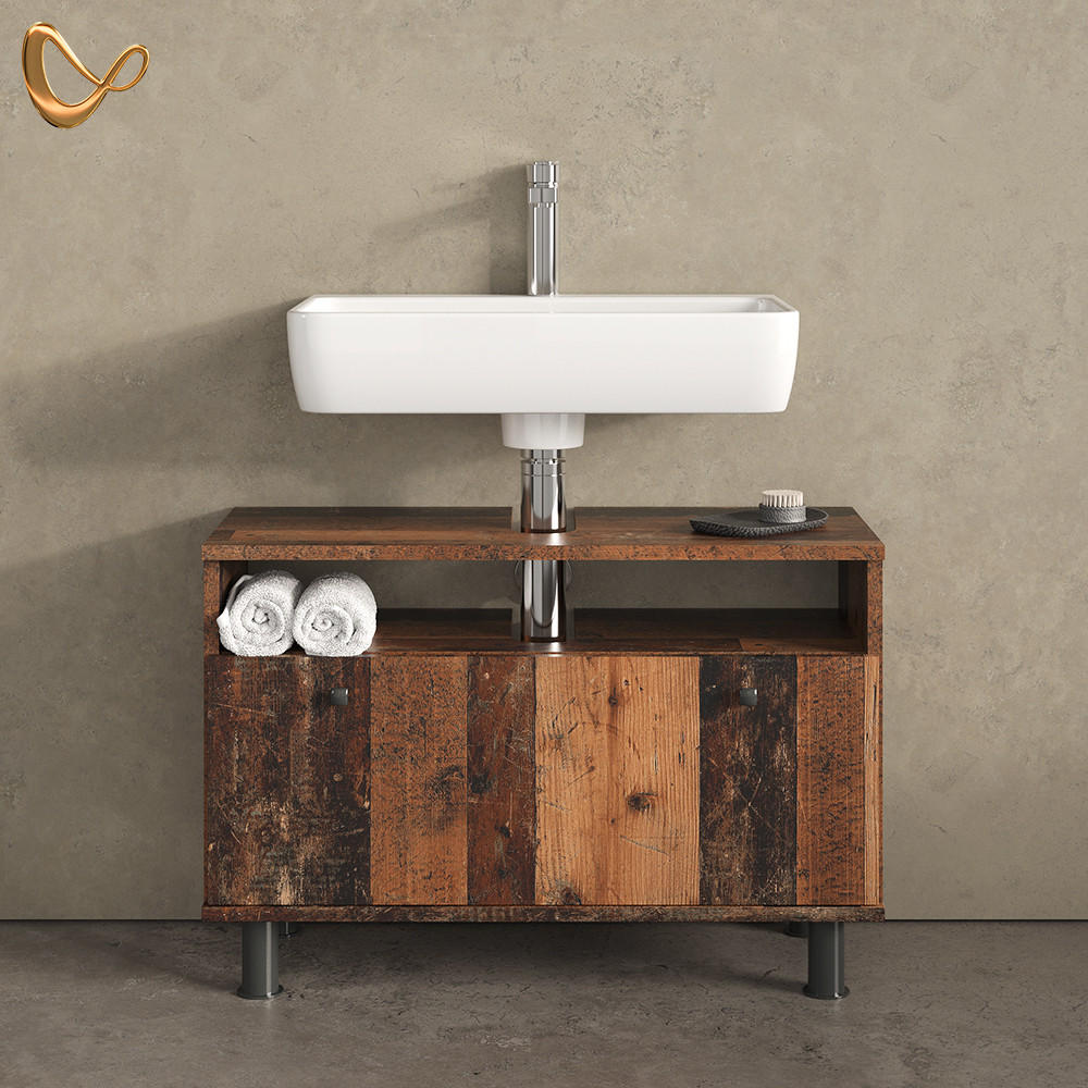 WASCHBECKENUNTERSCHRANK Fucino Oldstyle 80.2 x 54 cm mit Schublade - Braun, Holzwerkstoff (80.2/54/32cm) - Livinity®