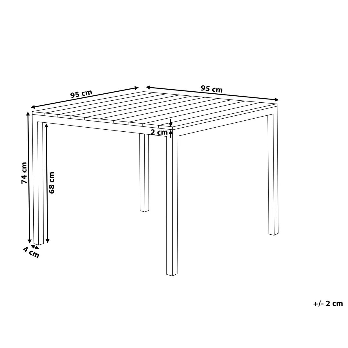 GARTENTISCH Kunstholz grau/schwarz 95/95 cm Prato - Schwarz/Grau, Kunststoff (95/95/74cm) - Beliani
