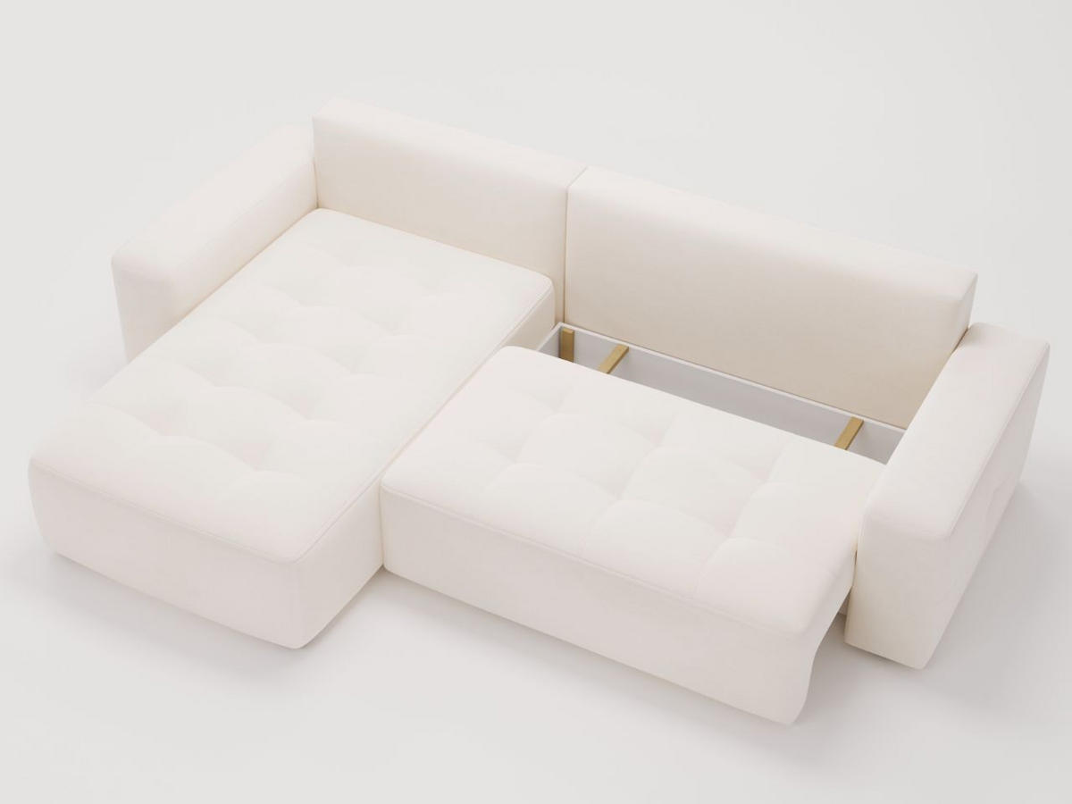 ECKSOFA Portland Creme Links - Creme, Holz/Kunststoff (165/250cm) - Graingold
