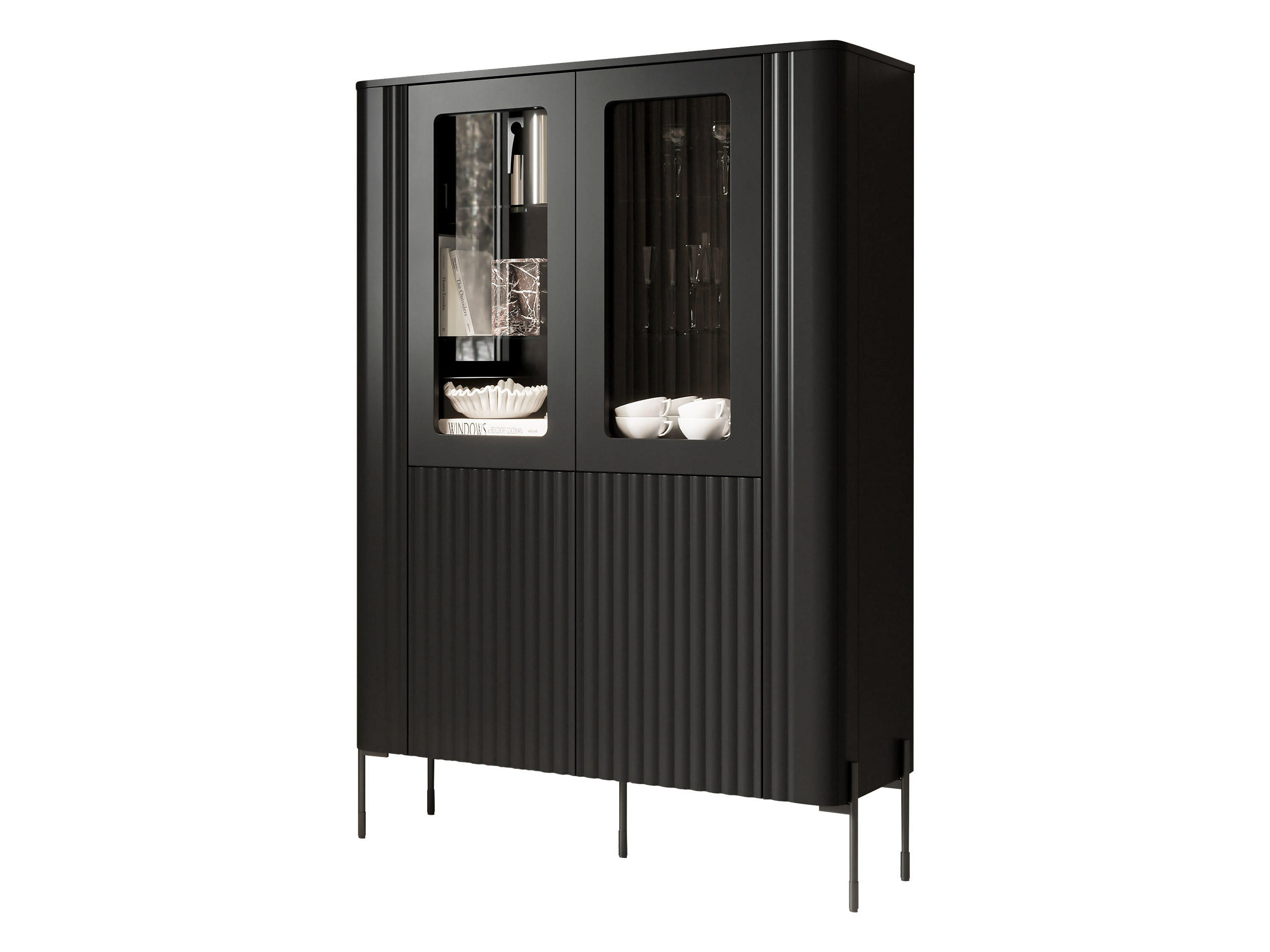 Mirjan24 Vitrine Schwarz 110x160x40 cm