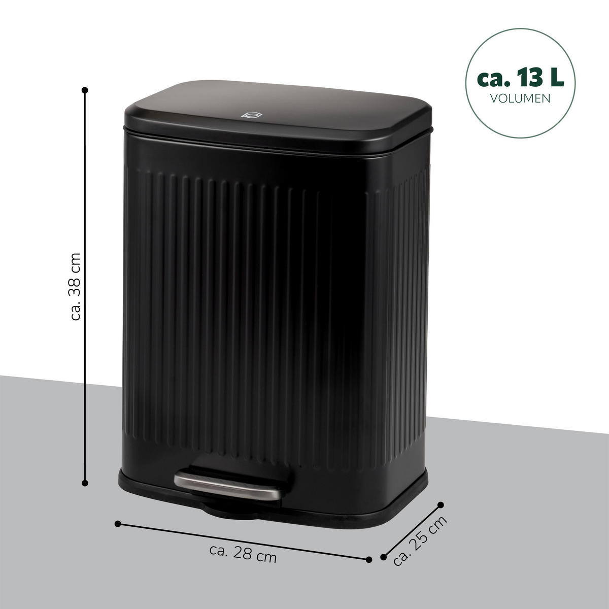 TRETEIMER, schwarz - Schwarz, Metall (28/38.5/25cm) - eluno