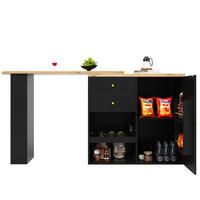 BARTISCH 138/39/104 cm in Schwarz mit drehbarem Regal und Stauraum - Schwarz, Holzwerkstoff (39/105/102cm) - BEAOK