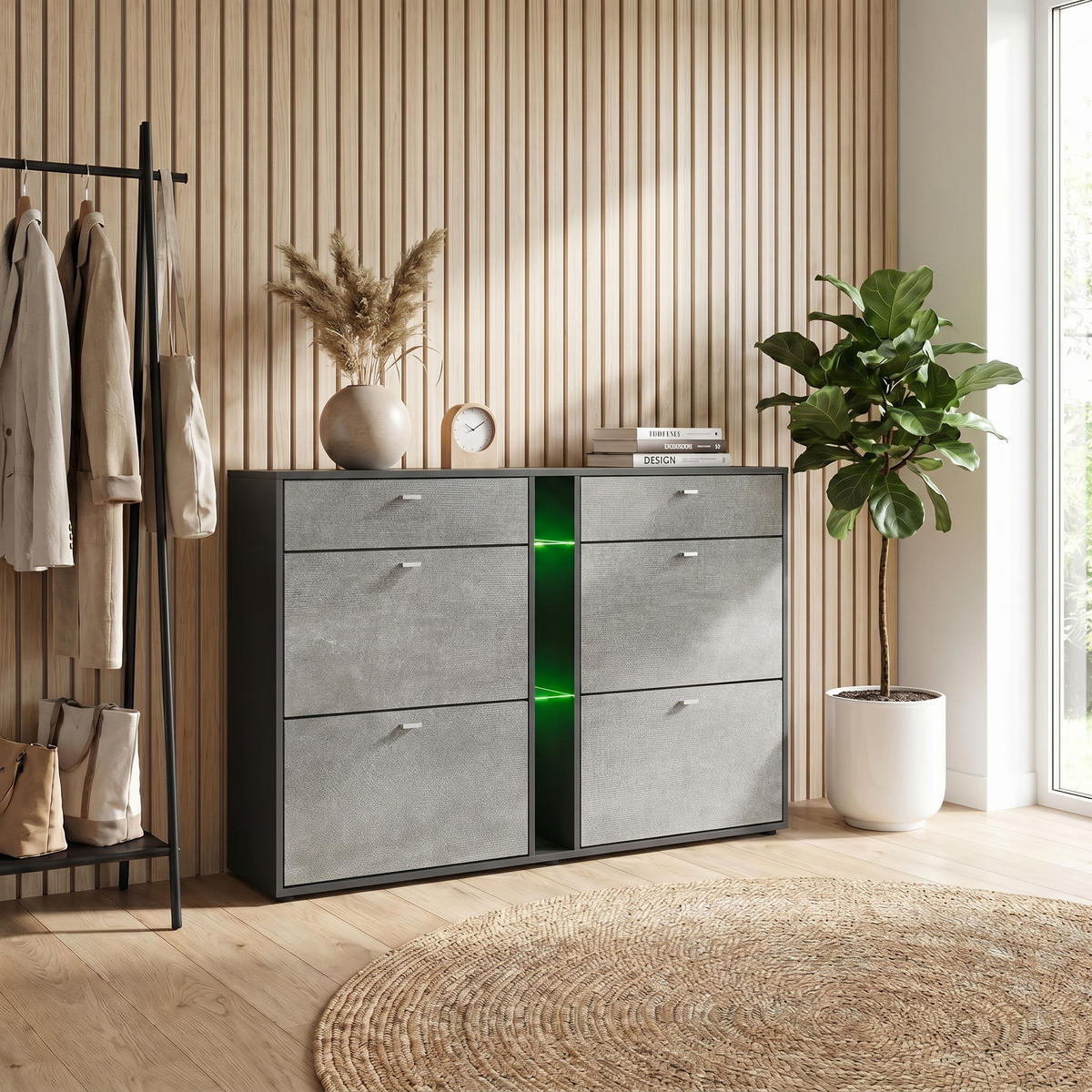 SCHUHSCHRANK Today Fronten in Braun meliert - Graubraun, Holzwerkstoff (155.5/95/28cm) - Vladon