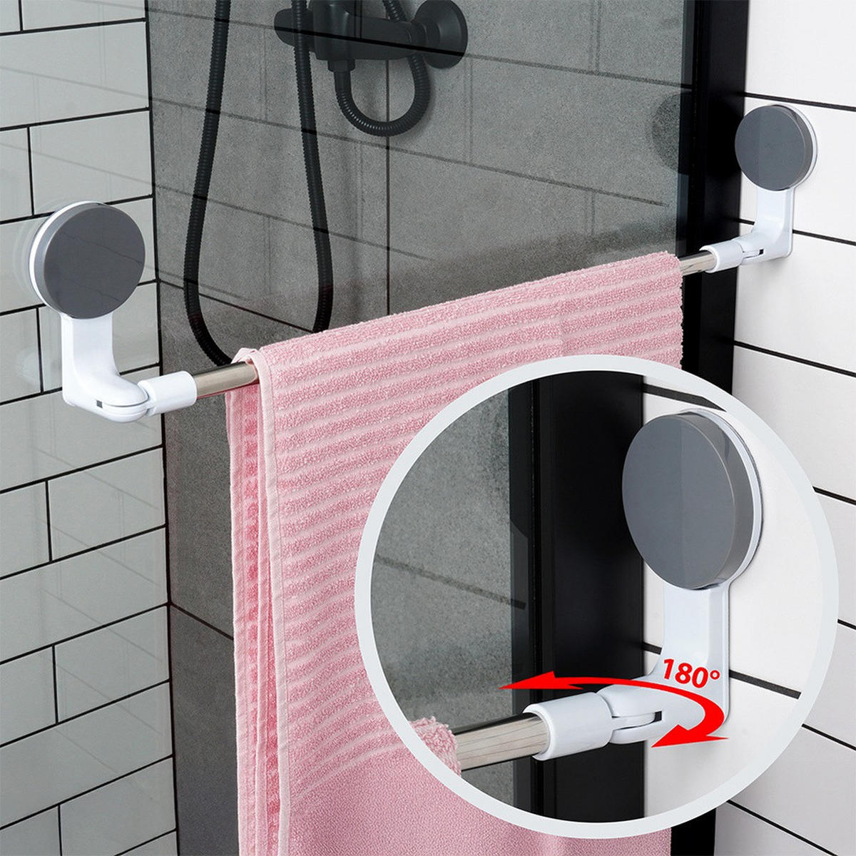 HANDTUCHHALTER Saugnapf Silber - Silberfarben, Metall (60/11/8.5cm) - Bathroom solutions