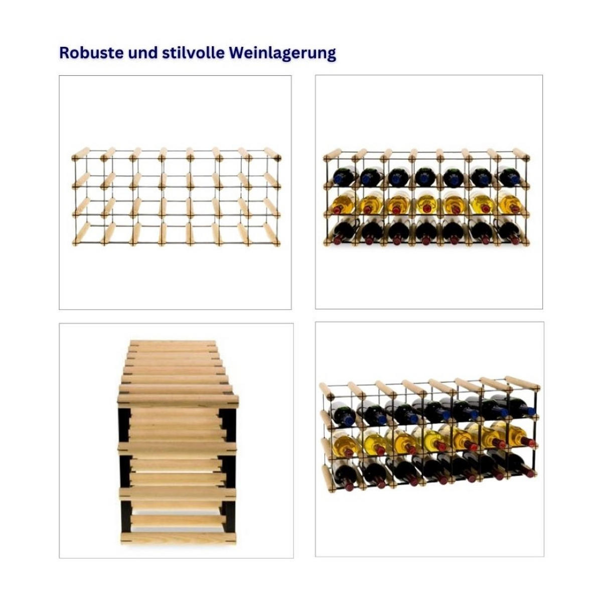 WEINREGAL Vinotega Mod Metal 32,5x72,5x24,5 cm 7x3 Flaschen Massives Kiefernholz Natur - Naturfarben, Holz (72.5/32.5/24.5cm) - PROREGAL