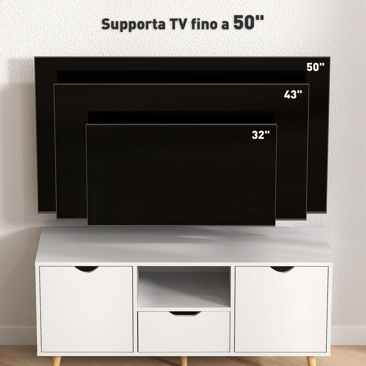TV-MÖBEL Weiß 1 Stück - Weiß, Holzwerkstoff (110/50/40cm) - GiPP