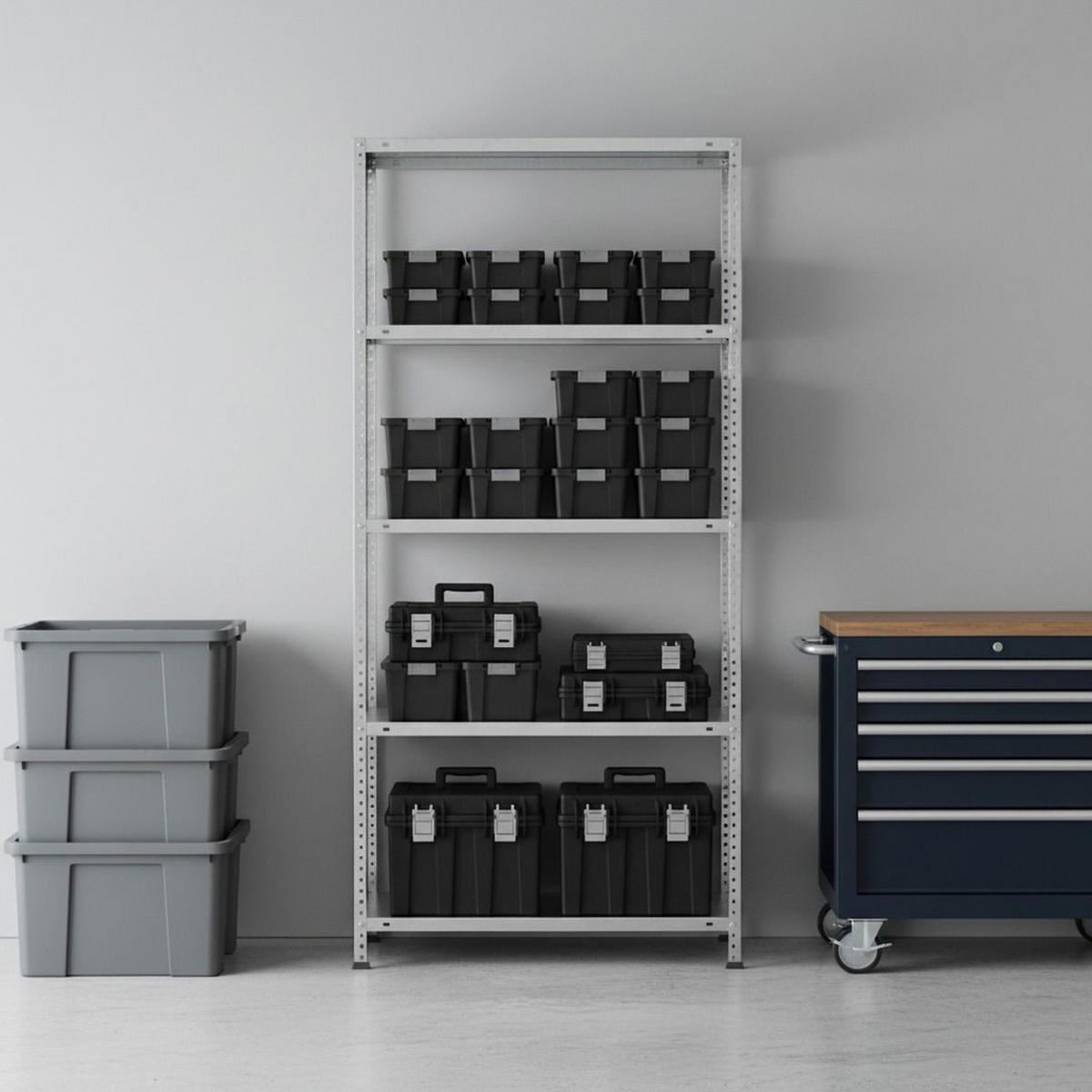 SCHRAUBREGAL PANDA | HxBxT 180x90x40cm | 5 Fachböden | Fachlast 100kg | Grau - Grau, Metall (90/180/40cm) - PROREGAL