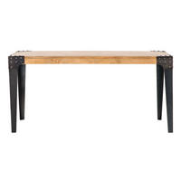 ESSTISCH Industriedesign Stahl und Holz L160 MADISON - Dunkelbraun, Holz (160/90/76cm) - Miliboo