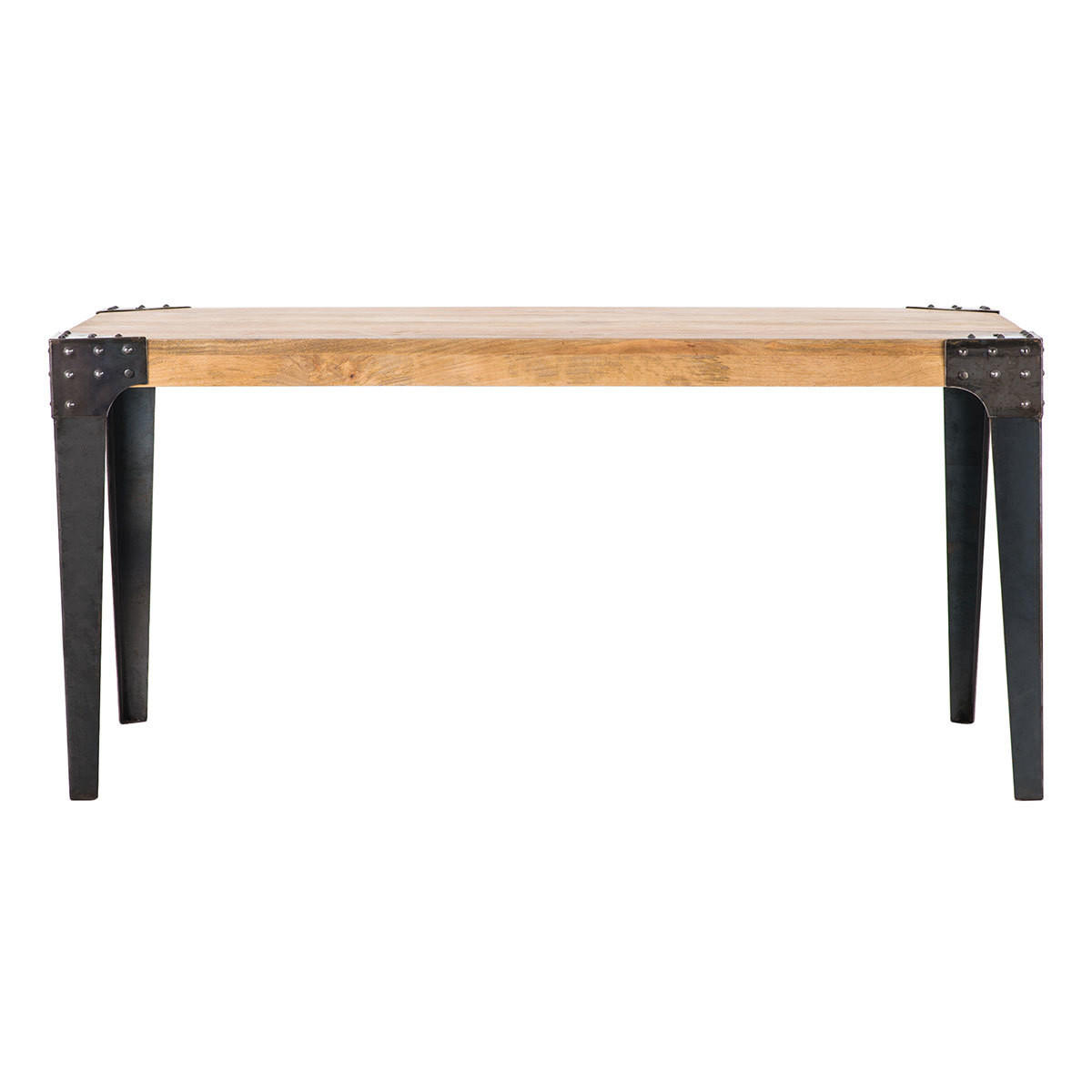 ESSTISCH Industriedesign Stahl und Holz L160 MADISON - Dunkelbraun, Holz (160/90/76cm) - Miliboo