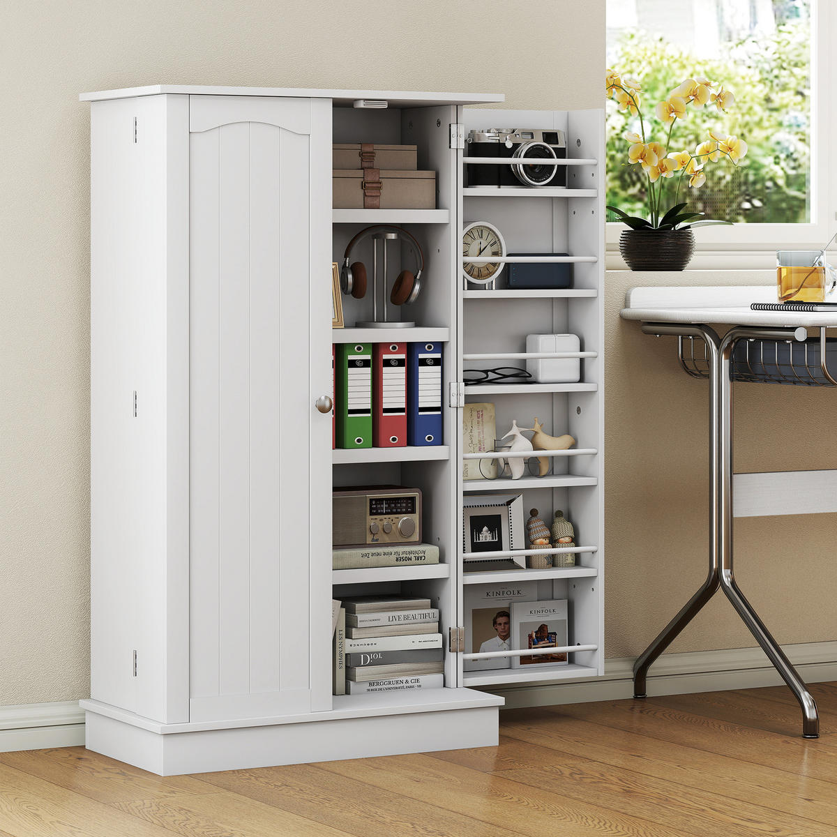 MEHRZWECKSCHRANK DE-11152 5 Böden Weiß - Weiß, Holzwerkstoff (30/104/60cm) - ComfortXL