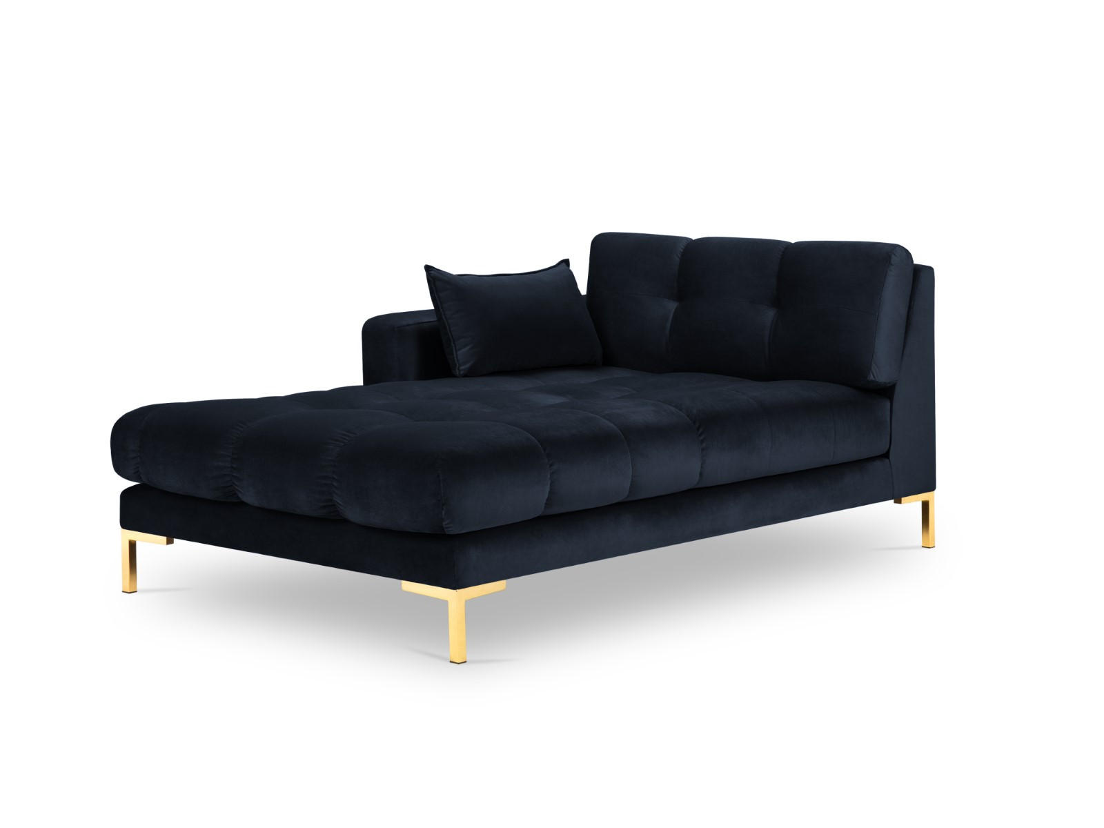 CHAISELONGUE links Mamaia aus Samt dunkelblau - Dunkelblau, Textil (102/75/185cm) - Micadoni
