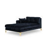 CHAISELONGUE links Mamaia aus Samt dunkelblau - Dunkelblau, Textil (102/75/185cm) - Micadoni
