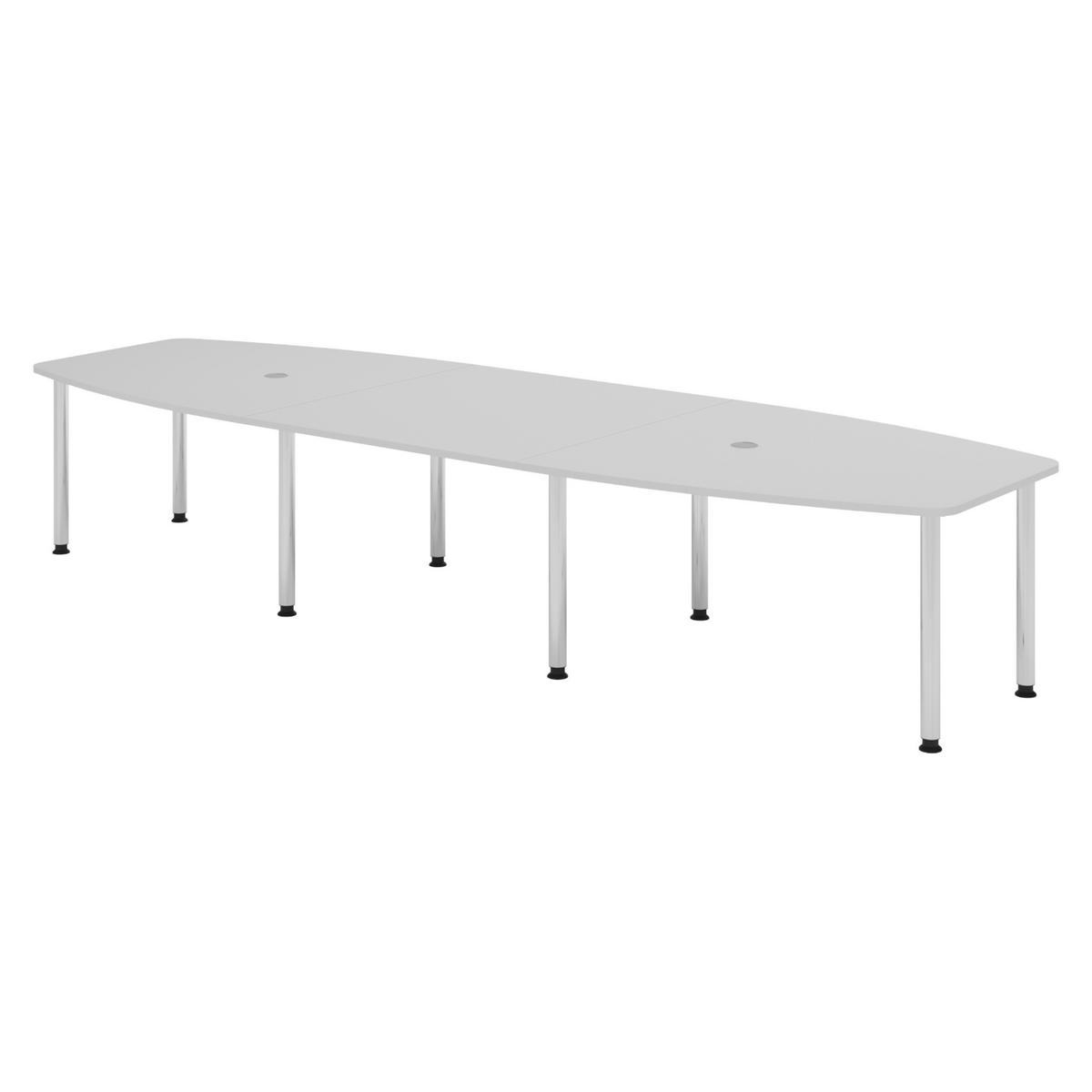 KONFERENZTISCH groß KT40 130/400/74 cm in Grau/Chromfüße - Chromfarben/Grau, Holzwerkstoff (130/400/74cm) - bümö