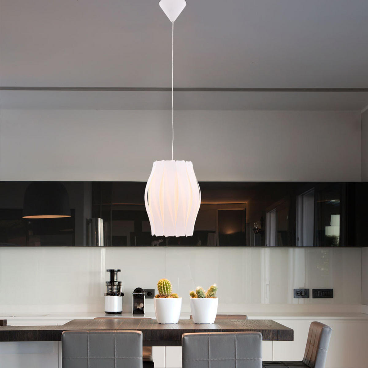 HÄNGELEUCHTE AUSTIN Weiß Kunststoff - Weiß, Kunststoff (30/30/150cm) - Globo Lighting