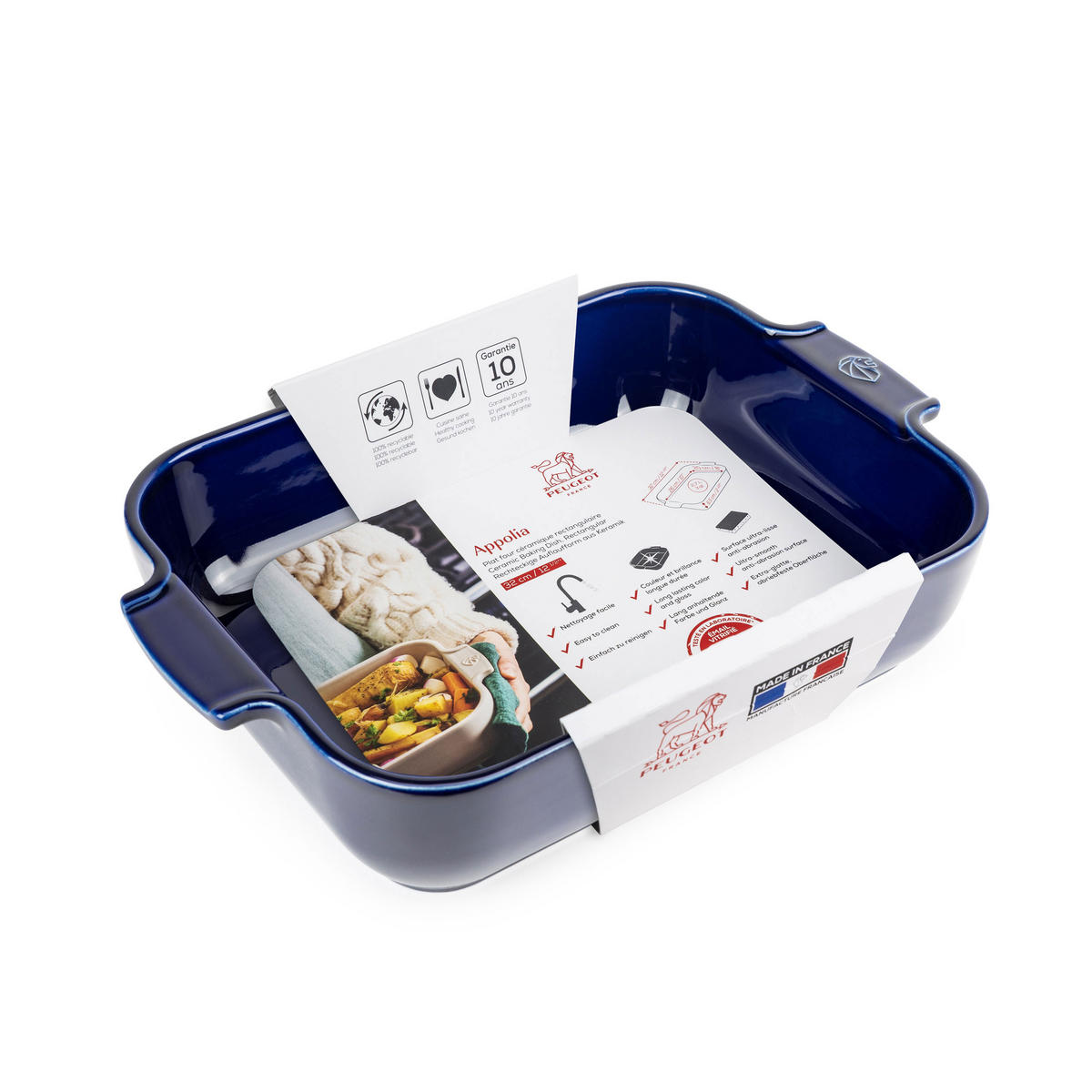 AUFLAUFFORM Keramik Appolia 32cm Rechteckig Blau Spülmaschinenfest - Blau, Keramik (21.7/32/7.2cm) - PEUGEOT