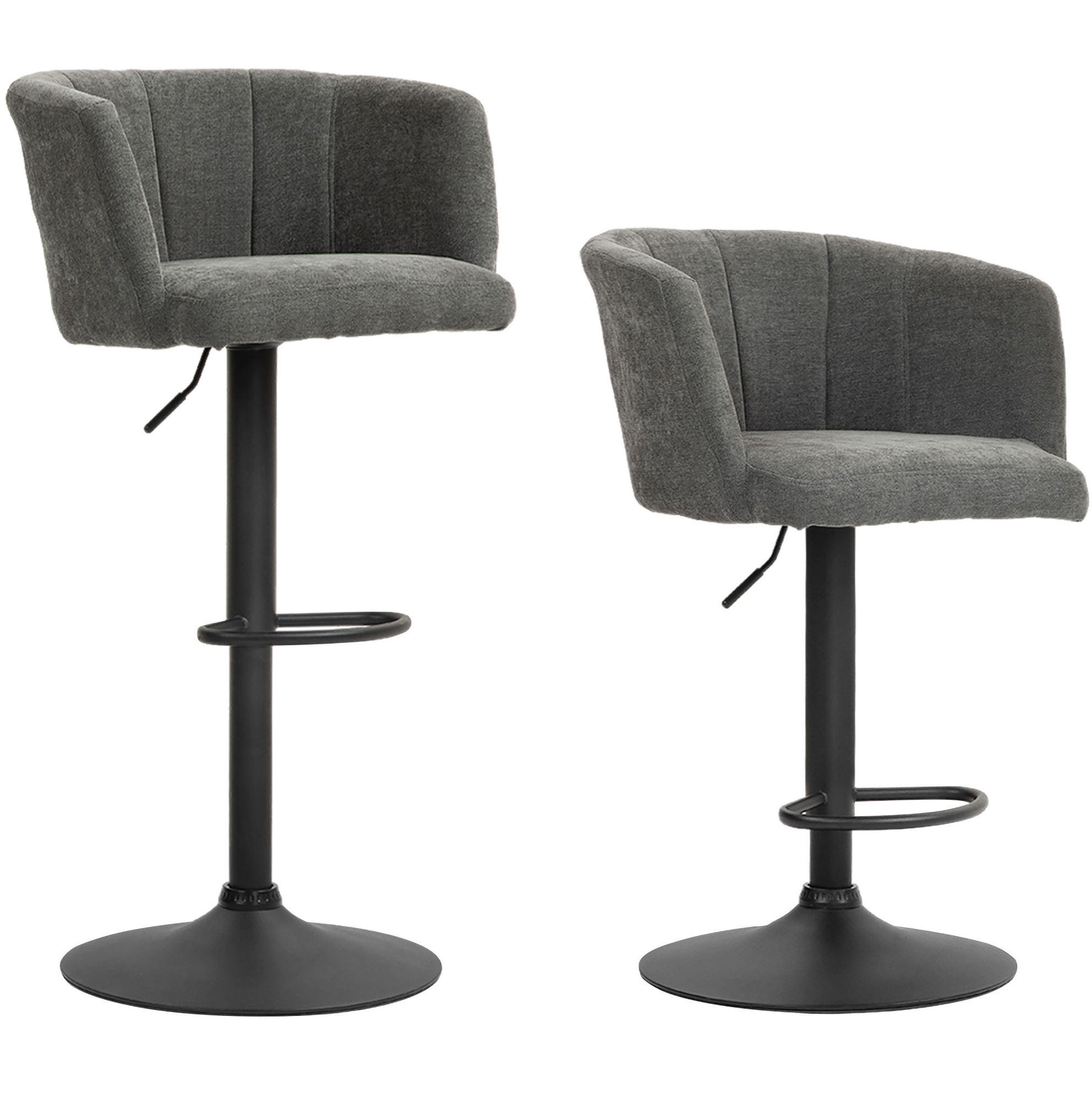 BARHOCKER 2er-Set höhenverstellbar 64-85 cm Polyester Dunkelgrau - Dunkelgrau, Metall (53/110/59cm) - Meubliv