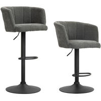 BARHOCKER 2er-Set höhenverstellbar 64-85 cm Polyester Dunkelgrau - Dunkelgrau, Metall (53/110/59cm) - Meubliv