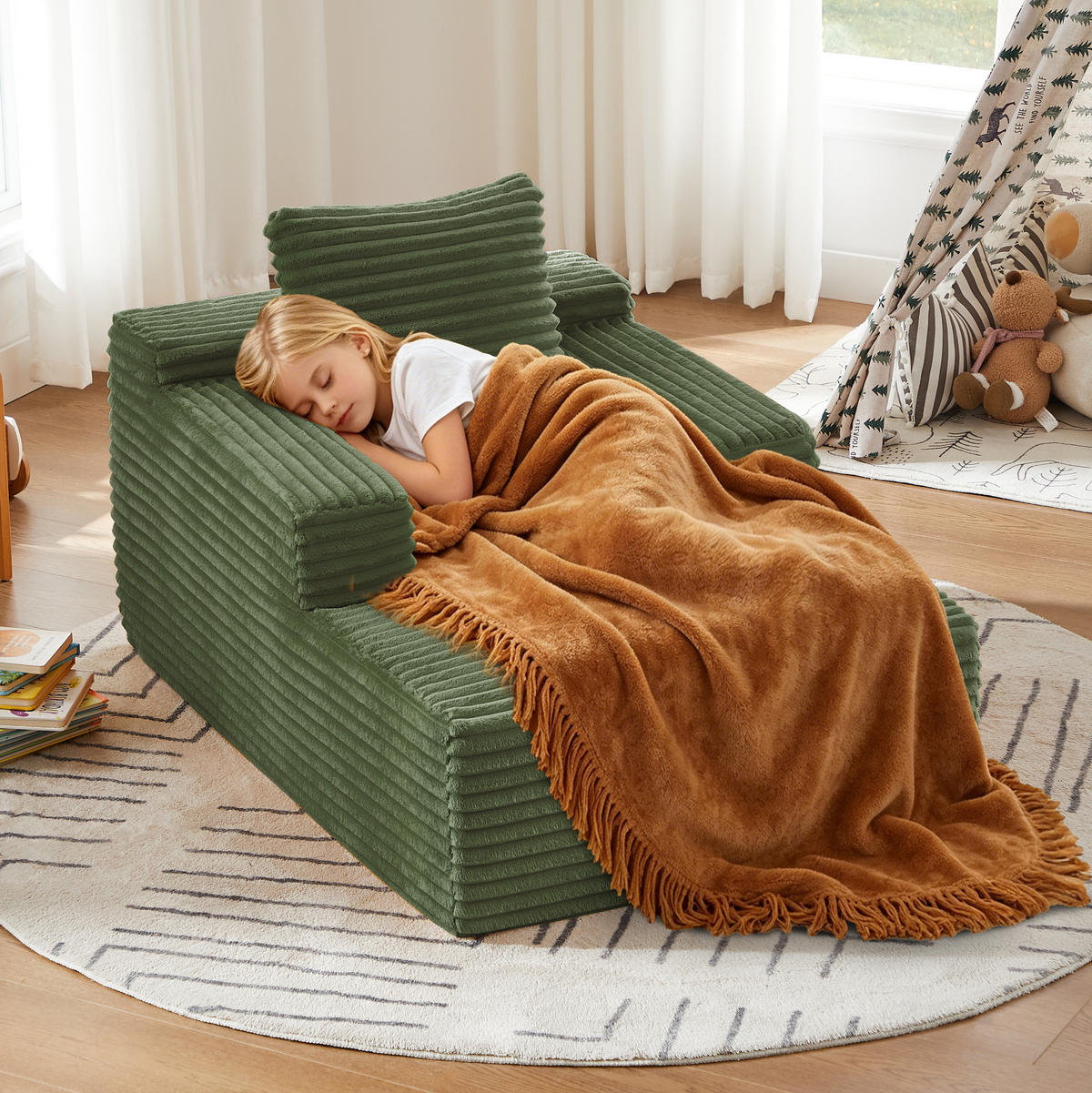 CHAISELONGUE aus Cord Grün ohne Aufbau - Grün, Kunststoff (81.03/49.78/116.84cm) - Meubliv