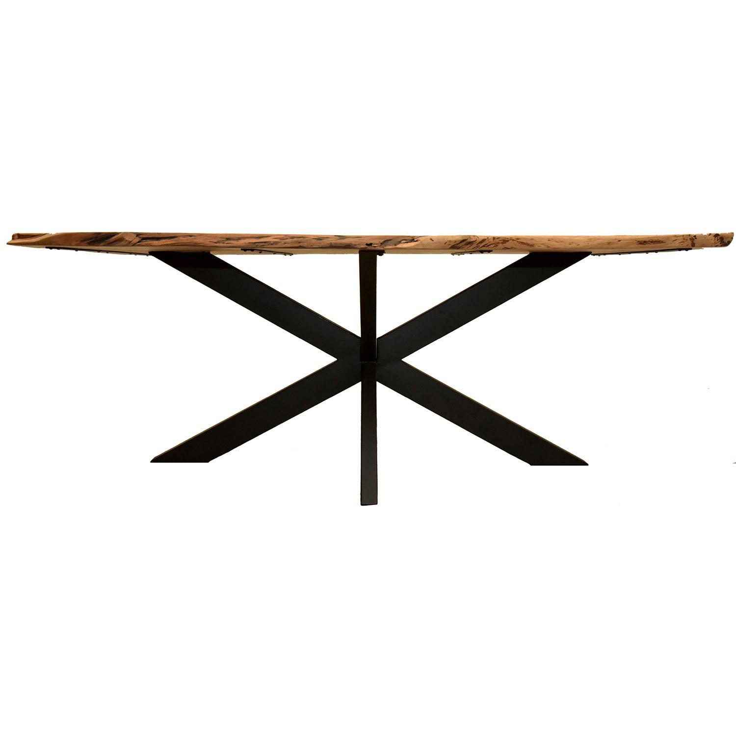 BAUMKANTENTISCH Catania - 160 x 90 cm - Akazienholz - Gestell Kreuz-Form - Schwarz/Braun, Holz/Metall (160/90/76cm) - bene living