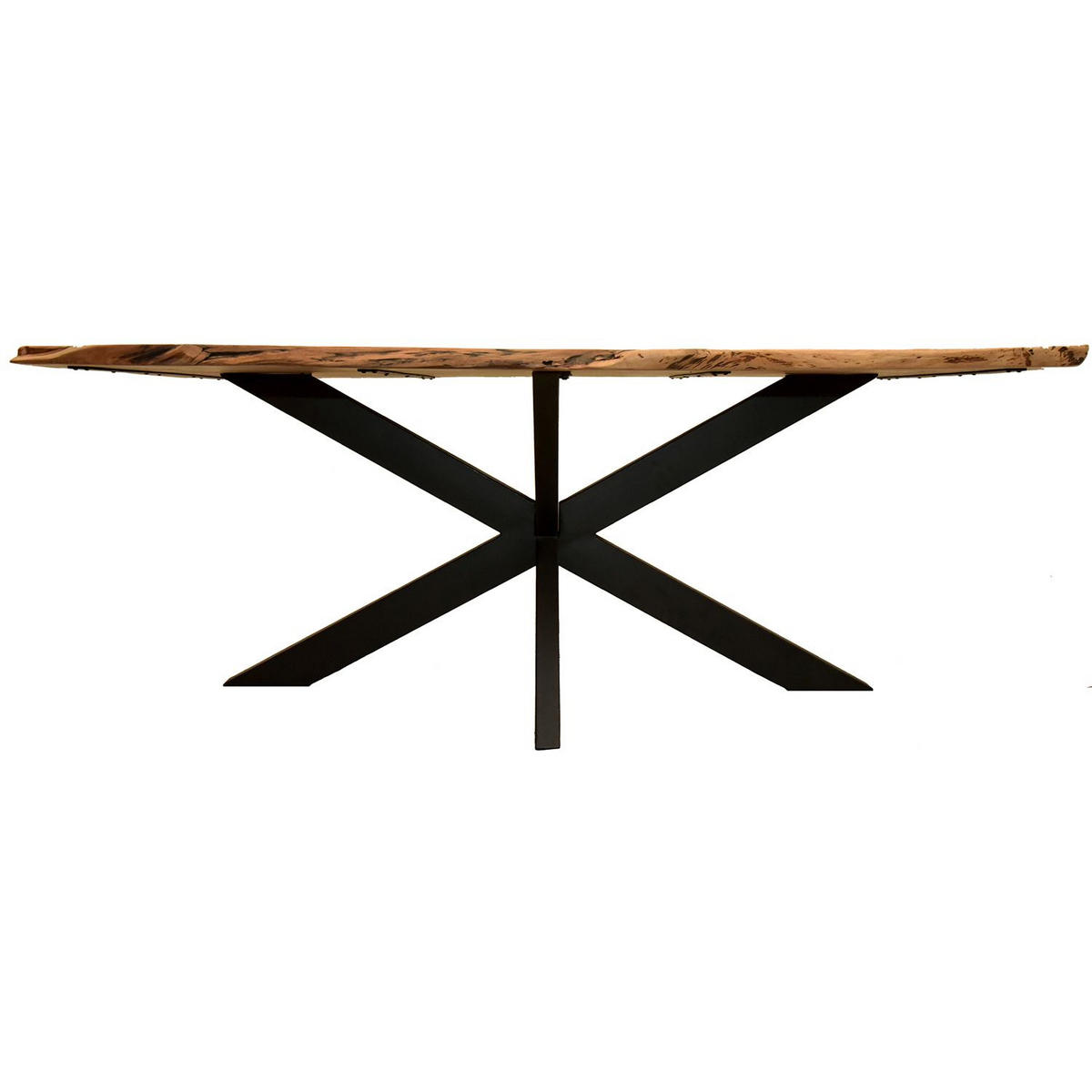BAUMKANTENTISCH Catania - 160 x 90 cm - Akazienholz - Gestell Kreuz-Form - Schwarz/Braun, Holz/Metall (160/90/76cm) - bene living