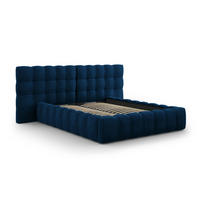BETT mit Bettkasten und Doppelkopfteil Mamaia aus Samt königsblau 160x200cm - Blau, Textil (160/200cm) - Micadoni