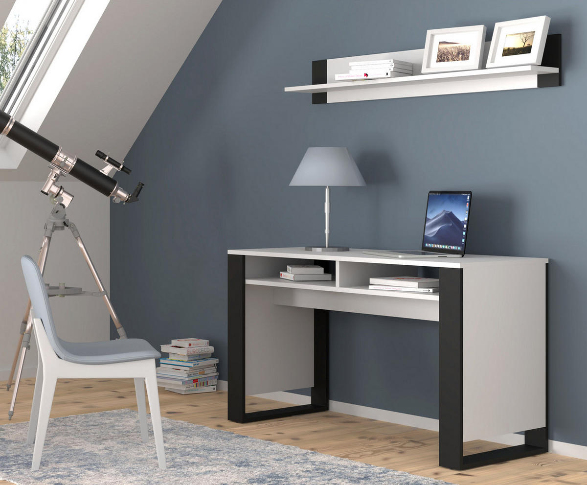 SCHREIBTISCH Weiß, Schwarz 120/75/55 - Schwarz/Weiß, Holzwerkstoff (55/120/75cm) - RAUMHIRSCH FURNITURE