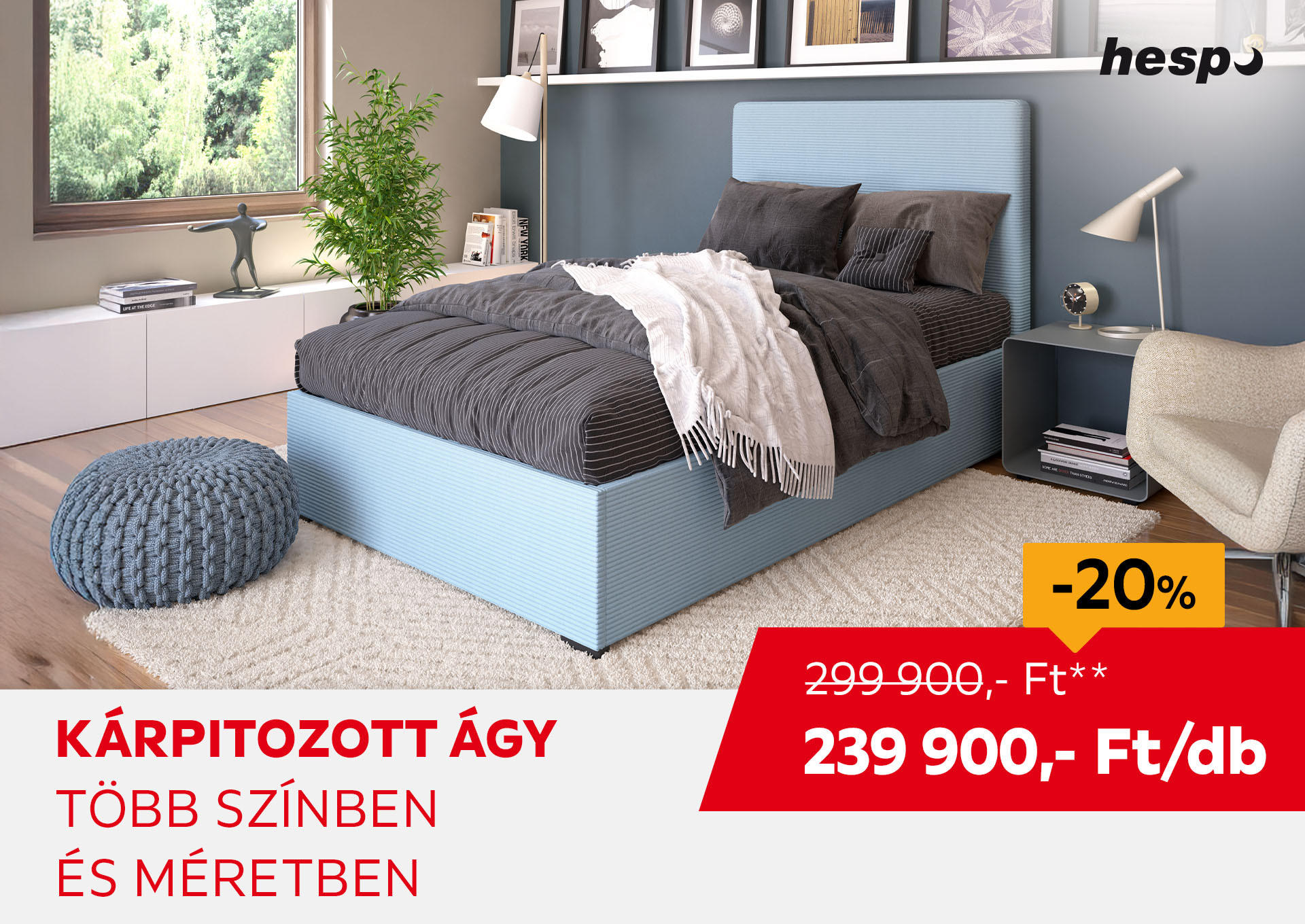 KÁRPITOZOTT ÁGY Kiemelt termék 299900 Ft.- helyett 239900 Ft.-