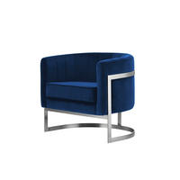 DESIGNSESSEL Glam Elegance – Individuell gefertigter Design-Sessel mit Edelstahlrahmen - Silberfarben/Dunkelblau, Textil/Metall (75/71/68cm) - Fortisline