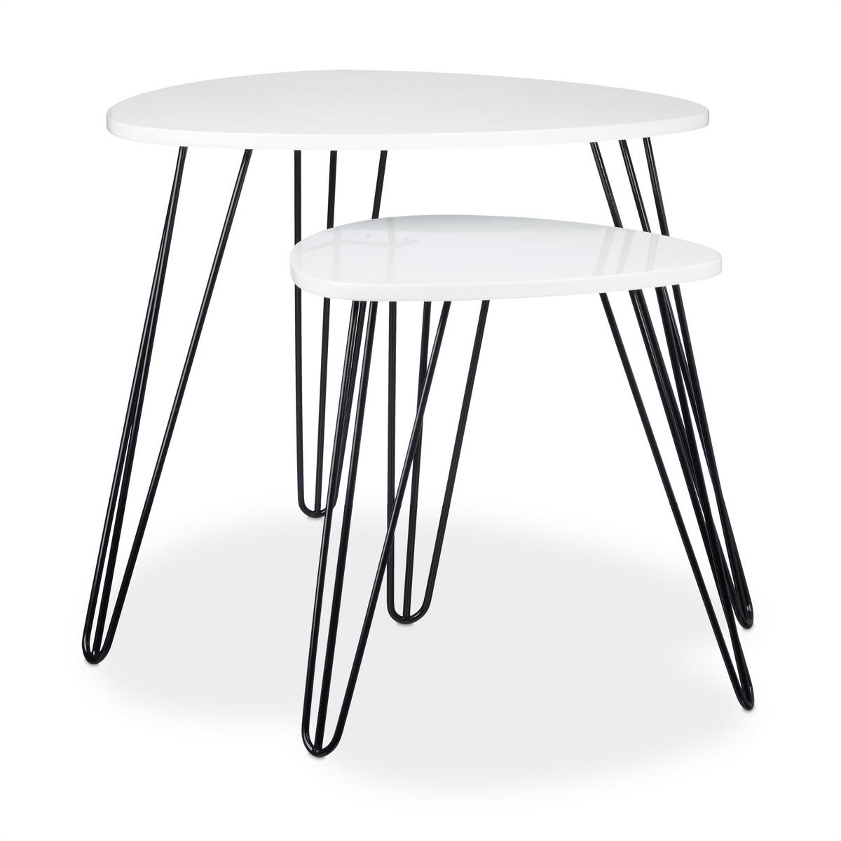 2XBEISTELLTISCH - Weiß, Holzwerkstoff/Metall (60/60/52cm) - Relaxdays