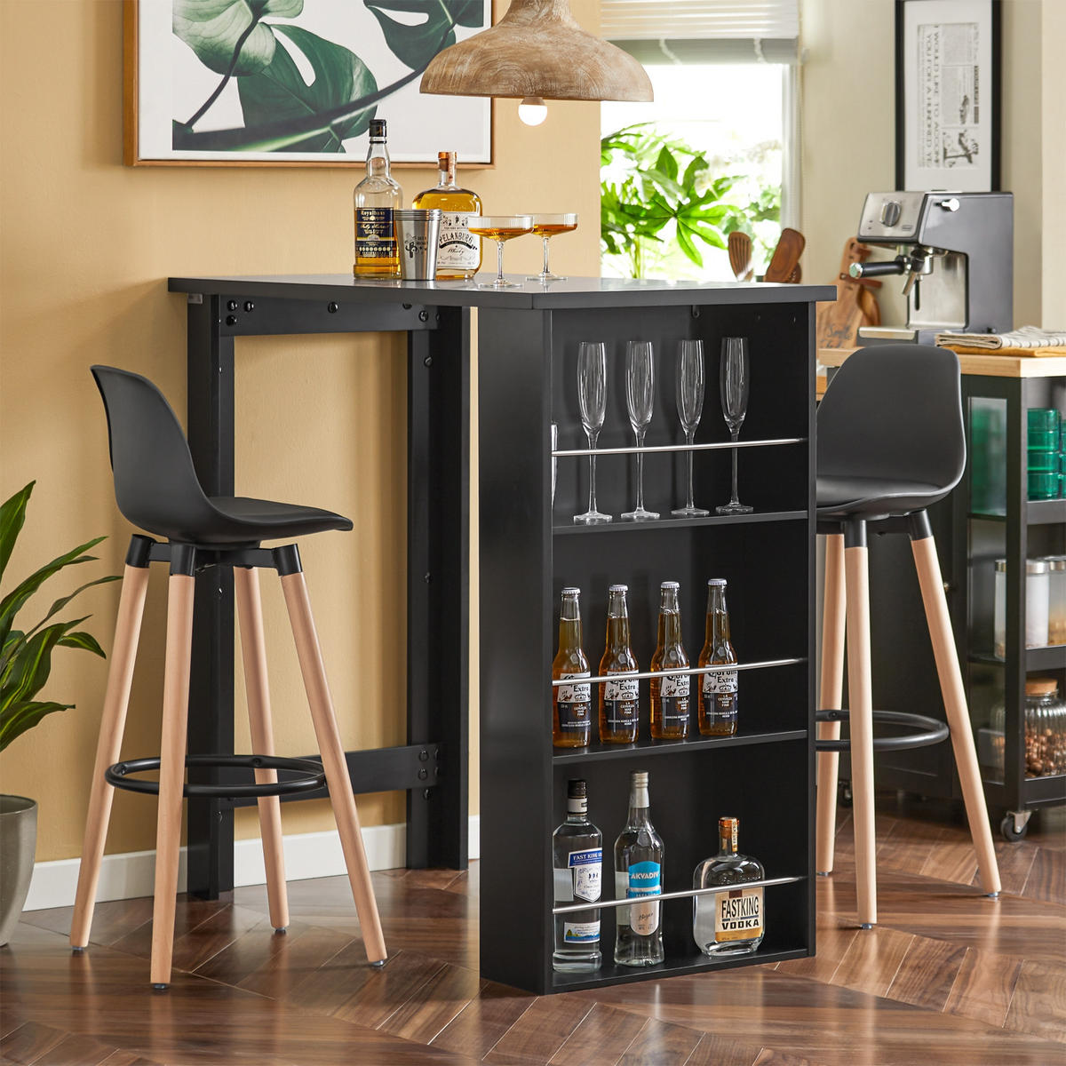 BARTISCH Schwarz - Schwarz, Holzwerkstoff (112/106/57cm) - SoBuy