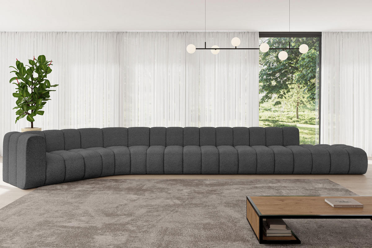 ECKSOFA modulares Sofa Tilmo-L3 - 581x194x70 cm Grau - Grau, Holzwerkstoff/Textil (581/194cm) - ALTDECOR