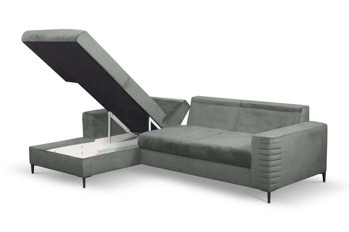ECKSOFA NITRO L Grau (Velluto 16) - Grau, Holzwerkstoff (253/165cm) - Möblo
