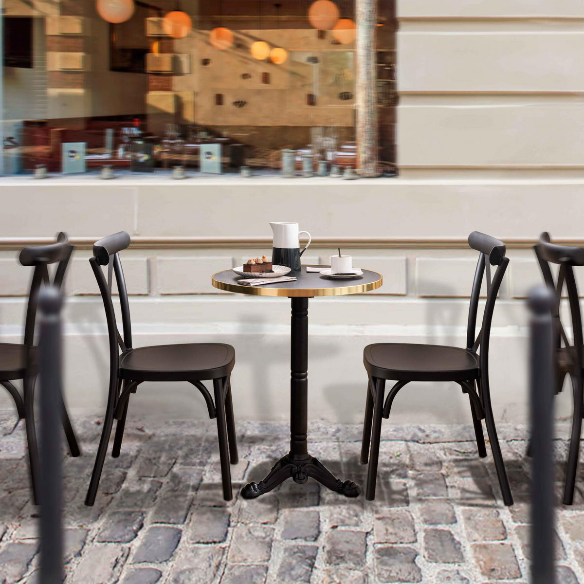 GARTENSTUHL, Schwarz - Schwarz, Metall (44/87/52cm) - Oviala