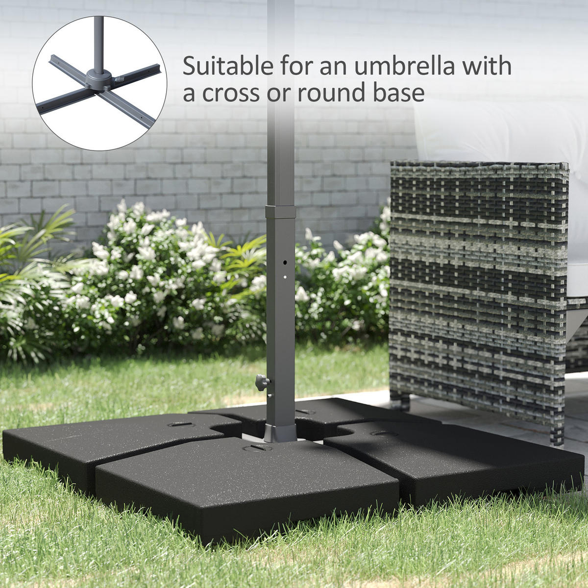 SONNENSCHIRMGEWICHT 4er Set 130 kg schwarz - Schwarz, Kunststoff (51/51cm) - LEBENLANG