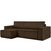 ECKSOFA-LINKS/RECHTS NAPI Schlaffunktion mit Cordbezug, choco - Dunkelbraun/Schwarz, Textil (262/148cm) - KONSIMO®