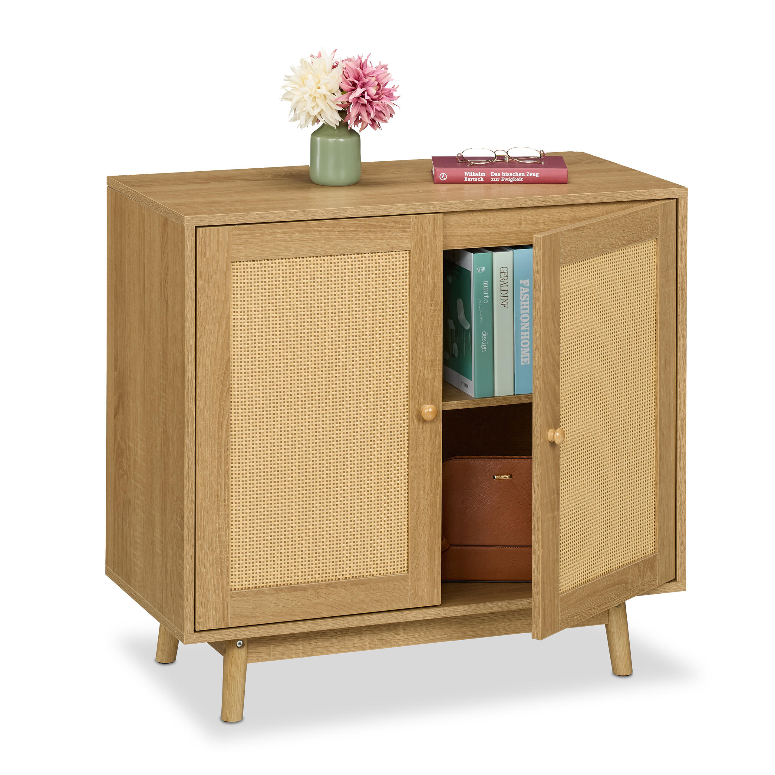 SIDEBOARD - Hellbraun, Holz/Holzwerkstoff (80/75/40cm) - Relaxdays