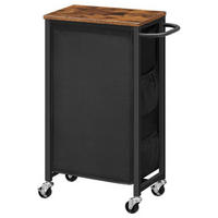 WÄSCHESORTIERER braun Platzsparender Wäschekorb - Greige/Schwarz, Holzwerkstoff (24/74/40cm) - Hoobro