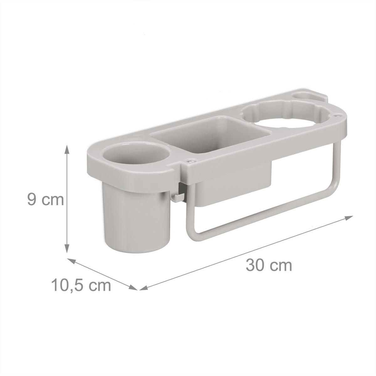 FÖHN-HALTERUNG - Grau, Kunststoff (30/9/10.5cm) - Relaxdays