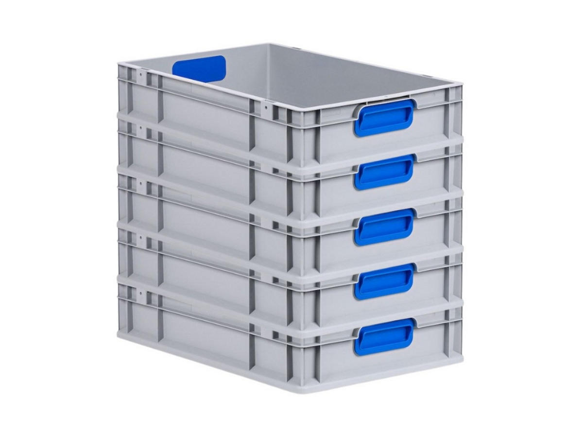 EUROBOX 5x Nextgen Color 12x40x60cm 23 Liter Griffe Blau Geschlossen - Blau, Kunststoff (40/12/60cm) - PROREGAL