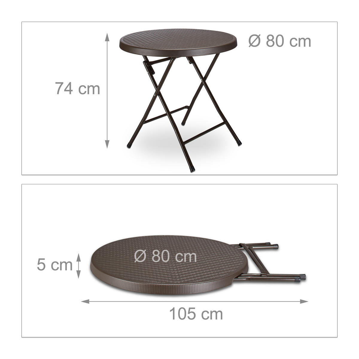 GARTENTISCH - Dunkelbraun, Kunststoff/Metall (80/80/74cm) - Relaxdays
