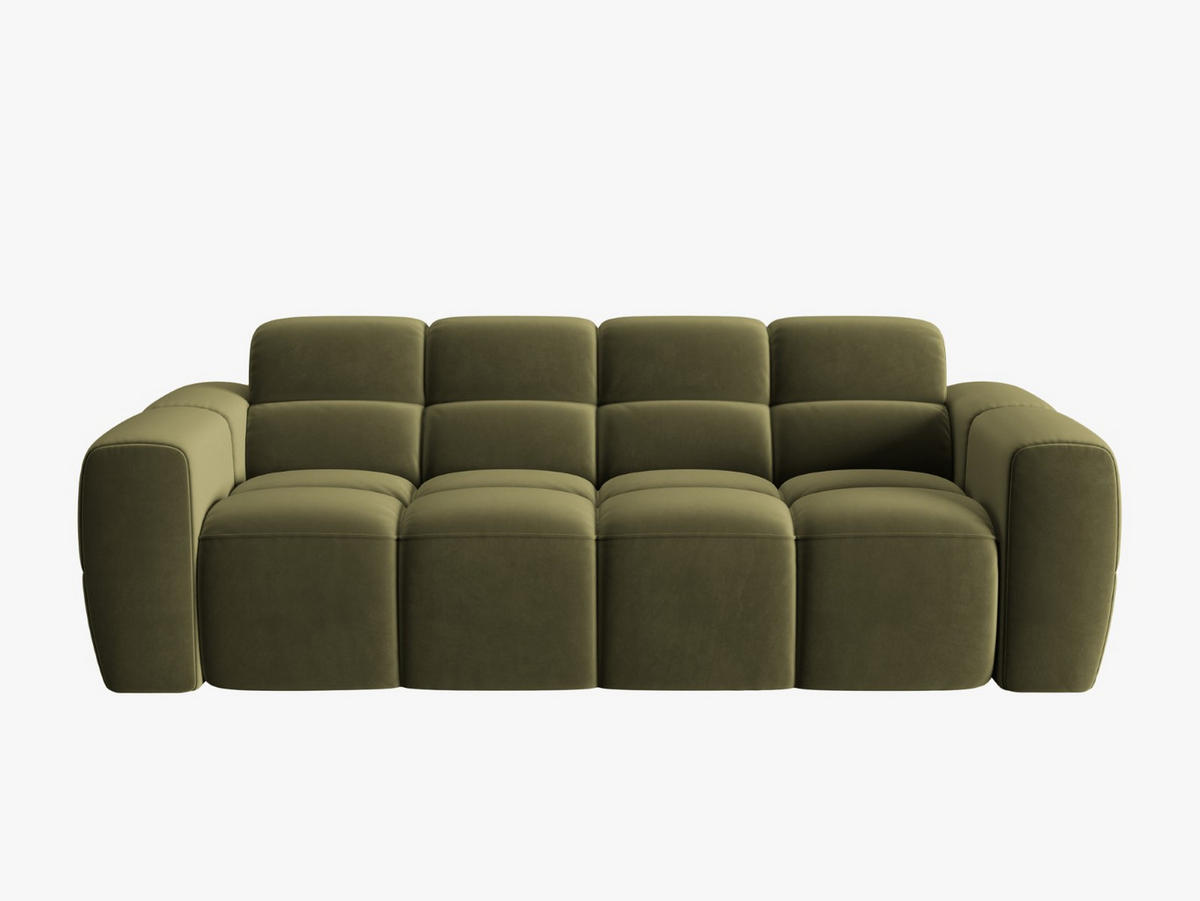 SOFA Lisa aus Samt hellgrün 3 Sitzplätze - Hellgrün, Textil (101/77/216cm) - Micadoni
