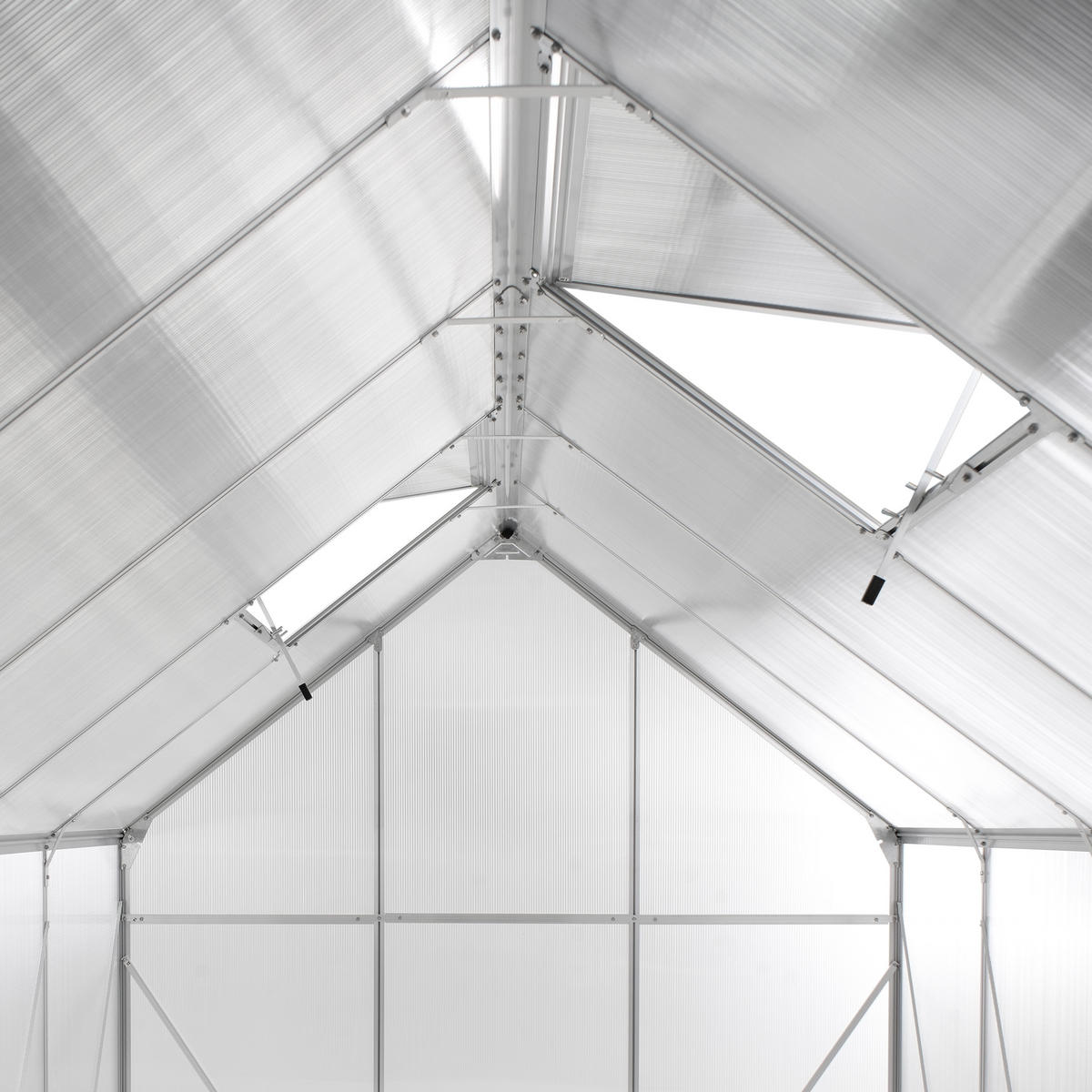 GEWÄCHSHAUS Silber 315 cm Apulia - Transparent/Silberfarben, Kunststoff (190/230/315cm) - Beliani