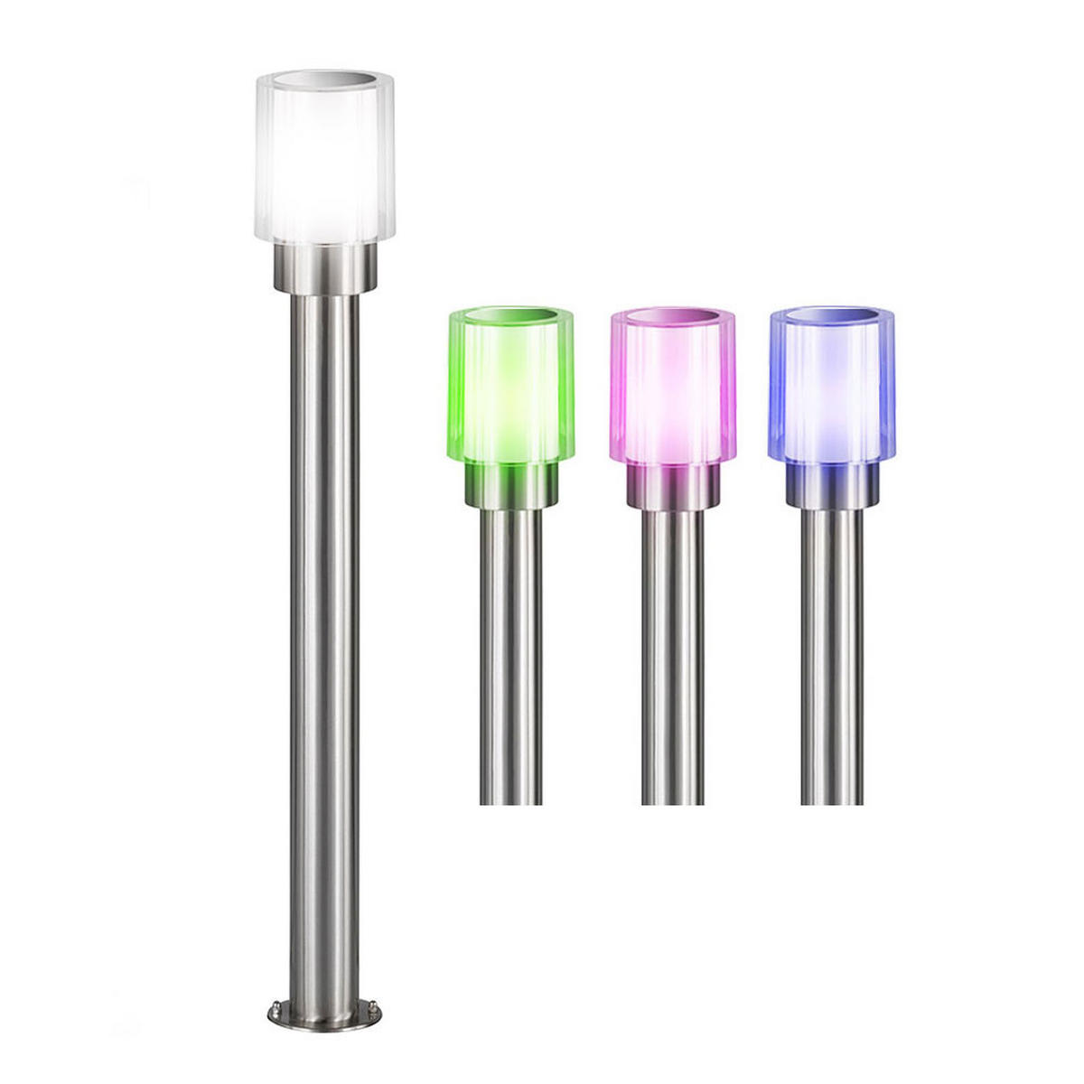 LED STEHLEUCHTE PITA Edelstahl Silber - Silberfarben, Metall (12/12/80cm)