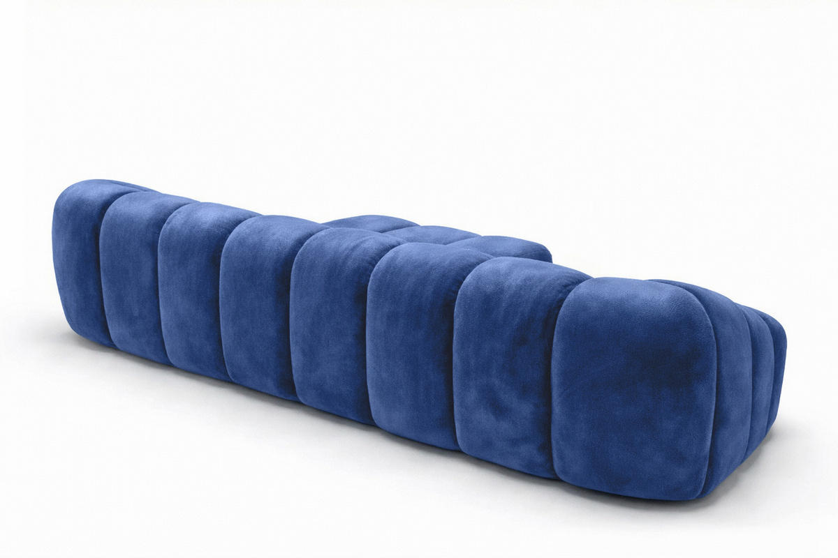 ECKSOFA Modulare L-Form, Veloursstoff Bluvel, Tintenblau, Rechts, CROISSANT L - Blau, Holz (305/190cm) - Kaiser Möbel